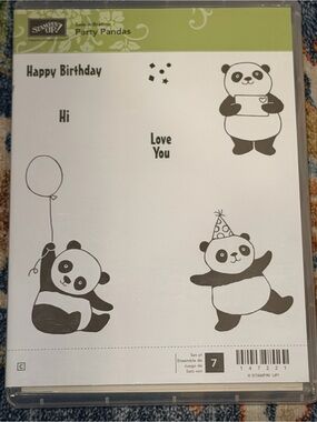 Stampin' Up! Party Pandas Clear Stamp Set - Black and Green Accents